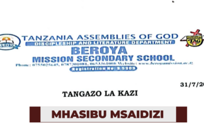 Ajira: Mhasibu Msaidizi Job at Beroya Mission secondary school | Nafasi za Uhasibu Latest