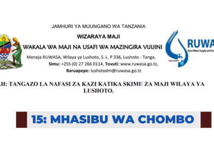 Ajira: Mhasibu wa Chombo - Nafasi 15 at RUWASA | Wakala wa Maji na Usafi wa Mazingira Vijijini (RUWASA)