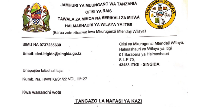 New Job Vacancies at Itigi District Council | Nafasi za kazi Wilaya ya Itigi Latest