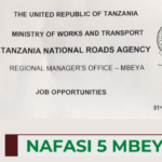 Ajira: 5 Various Job Vacancies at TANROADS | Nafasi za kazi Tanroads Mbeya Latest