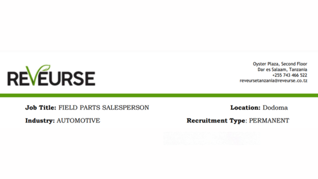 Field parts salesperson Jobs at Reveurse Latest