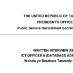 LIST: Written Interview Results DATABASE ADMINISTRATOR Wakala ya Barabara Tanzania (TANROADS)