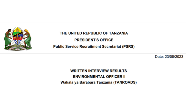 LIST: Written Interview Results Environmental Officer Tanroads