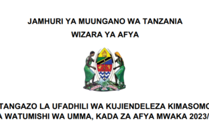 Tangazo la Ufadhili wa Kujiendeleza kimasomo Kada ya Afya 2023