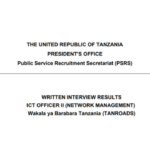 Written Interview Results Wakala ya Barabara Tanzania (TANROADS)