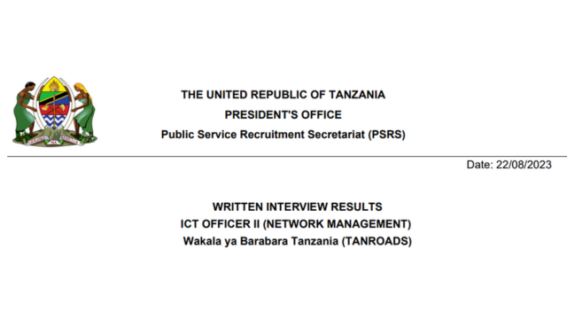 Written Interview Results Wakala ya Barabara Tanzania (TANROADS)