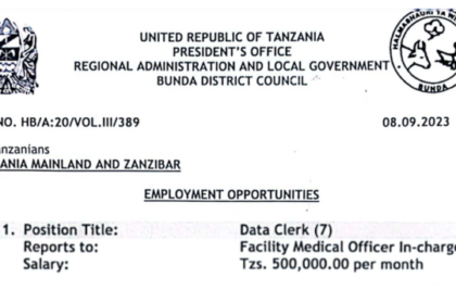 Data Clerk Jobs Opportunities at Bunda District - Nafasi za kazi Wilaya ya Bunda