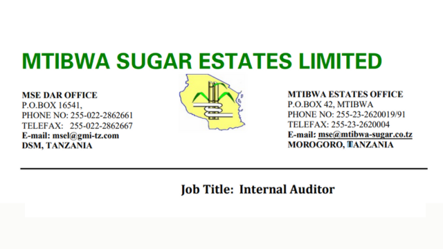 Jobs Opportunities at Mtibwa Sugar Internal Auditor Latest