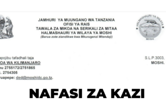 Jobs Vacancies at Moshi District Nafasi za kazi wilaya ya Moshi