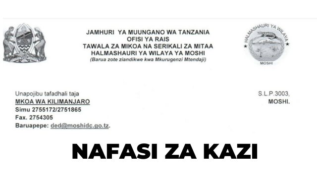 Jobs Vacancies at Moshi District Nafasi za kazi wilaya ya Moshi
