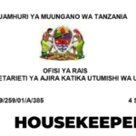 Mtunza Nyumba (HOUSEKEEPER) Nafasi 3 MDA’s, LGA’s Latest