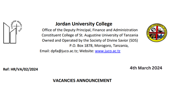 Jordan University College (JUCo) Open Vacancies March 2024