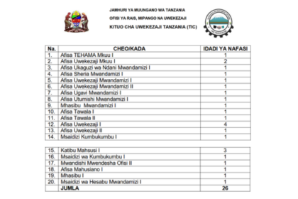 26 Vacancies Open at Tanzania Investment Centre (TIC)